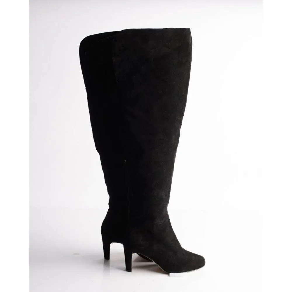 L'AGENCE Womens Black Suede Over the knee Boots EU 36 US 6 Low Heel New in Box